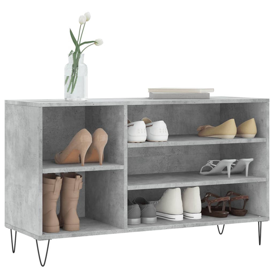 Schoenenkast 102X36X60 Cm Bewerkt Hout Betongrijs