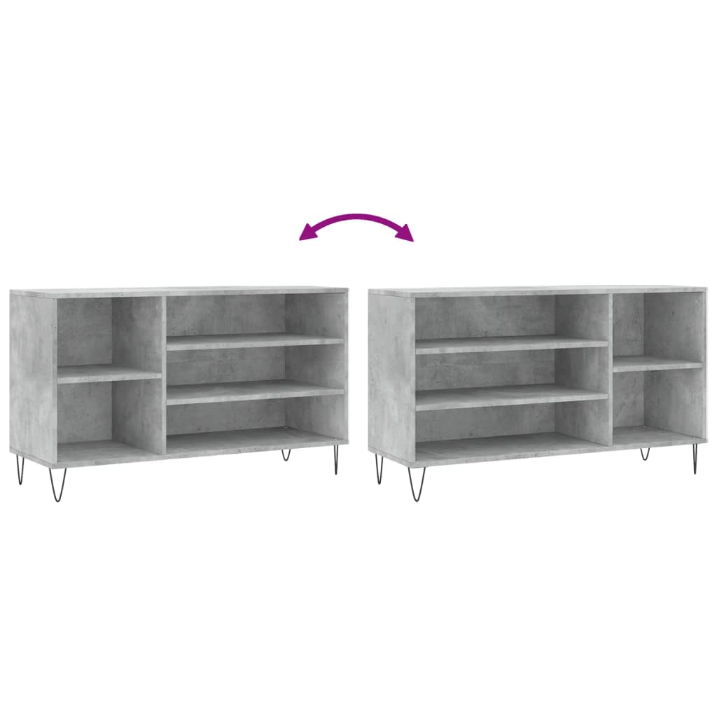 Schoenenkast 102X36X60 Cm Bewerkt Hout Betongrijs