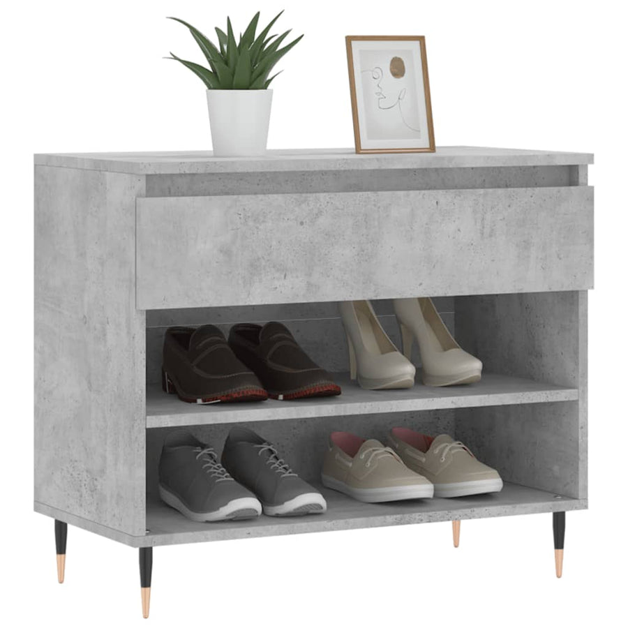 Schoenenkast 70X36X60 Cm Bewerkt Hout Betongrijs