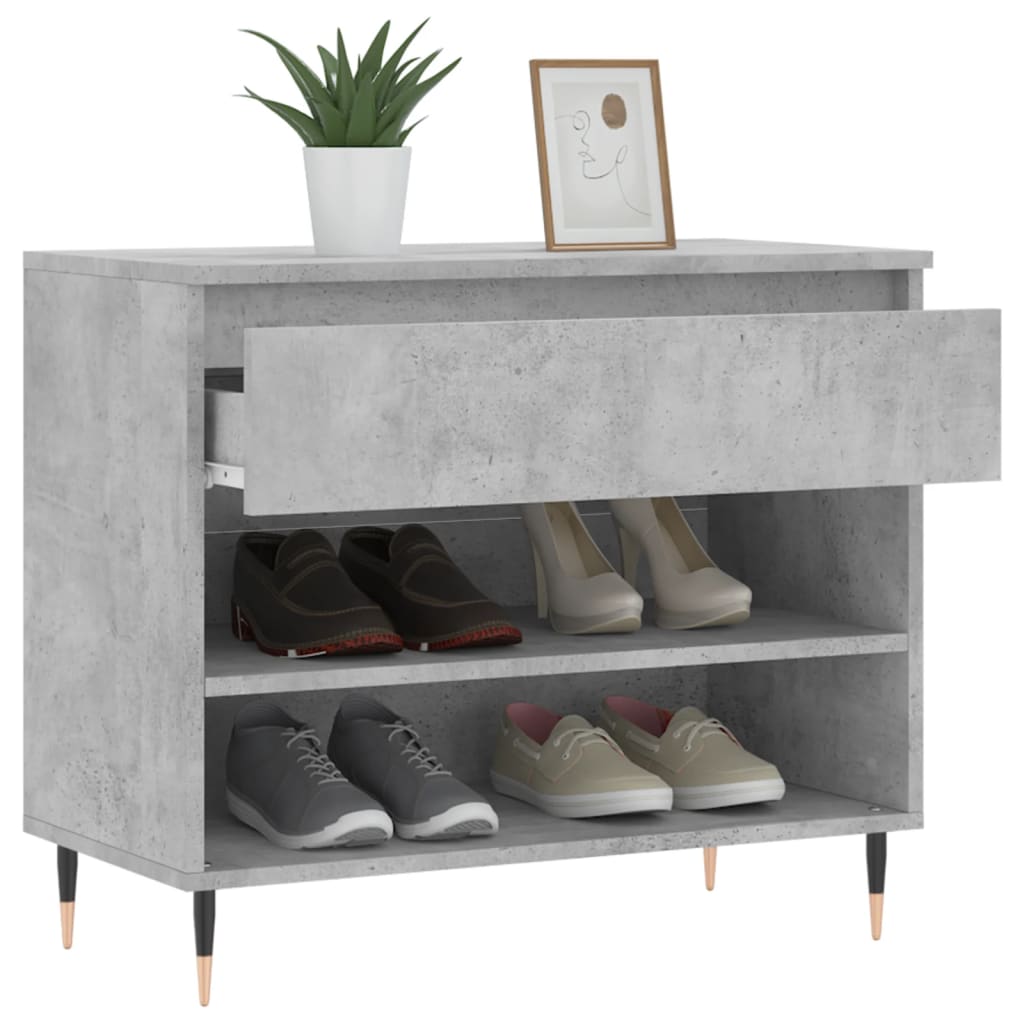 Schoenenkast 70X36X60 Cm Bewerkt Hout Betongrijs