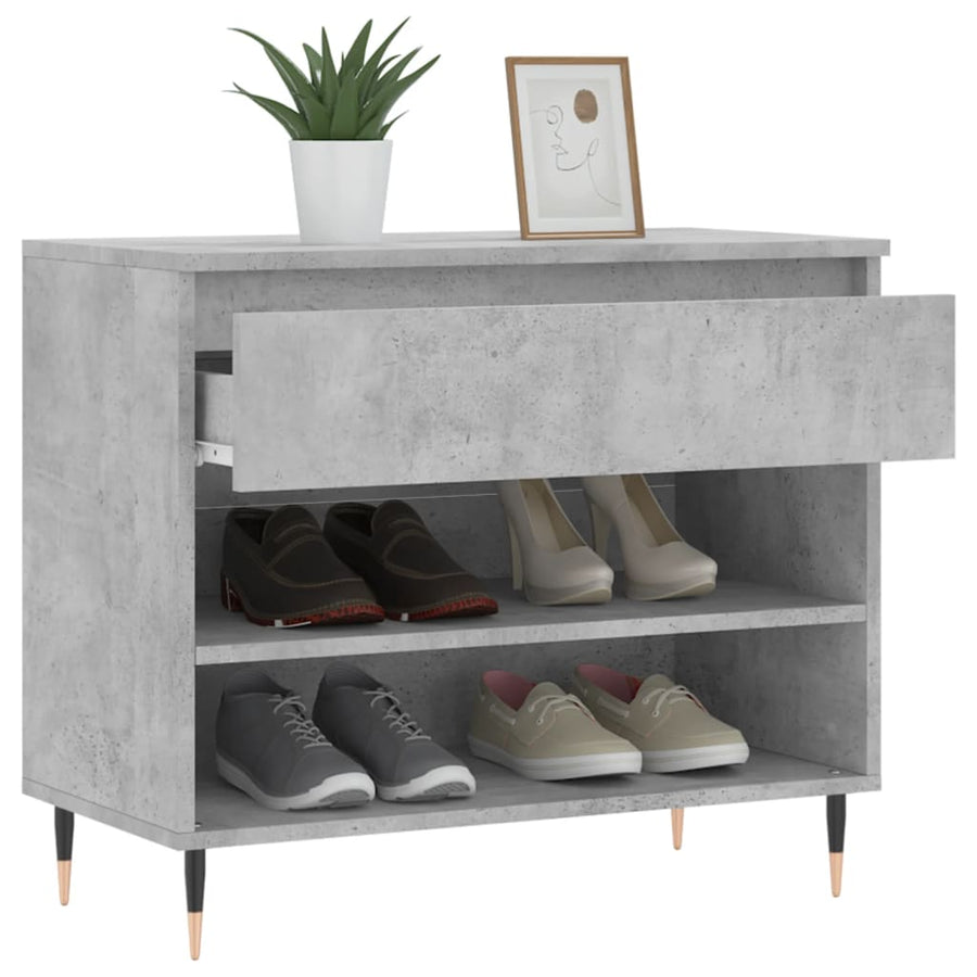 Schoenenkast 70X36X60 Cm Bewerkt Hout Betongrijs