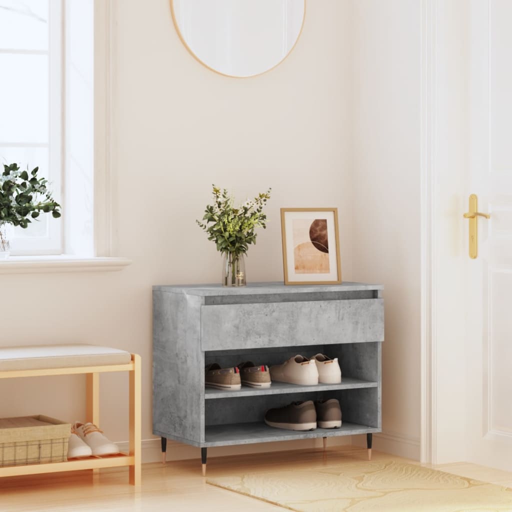 Schoenenkast 70X36X60 Cm Bewerkt Hout Betongrijs