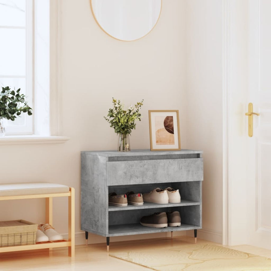 Schoenenkast 70X36X60 Cm Bewerkt Hout Betongrijs