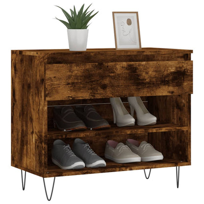 Schoenenkast 70X36X60 Cm Bewerkt Hout Kleurig Gerookt eiken