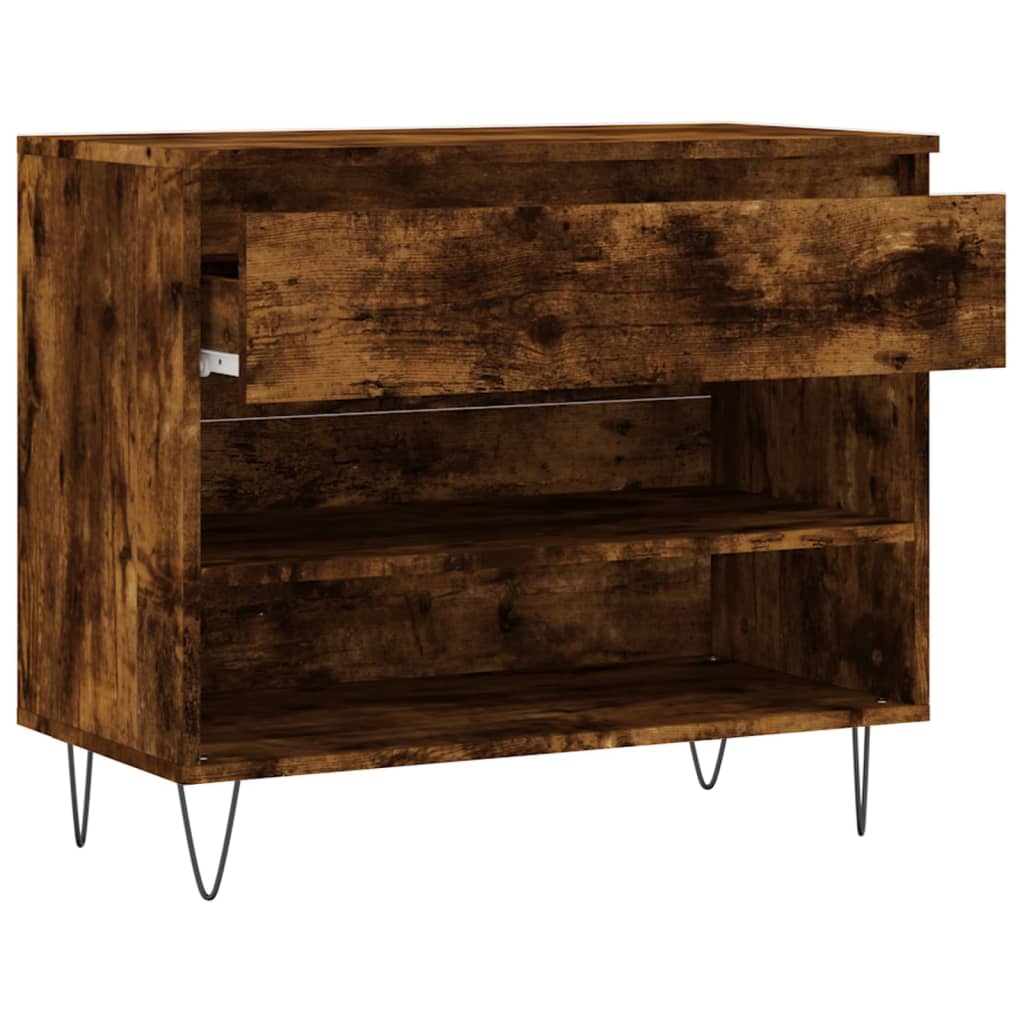 Schoenenkast 70X36X60 Cm Bewerkt Hout Kleurig Gerookt eiken