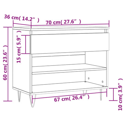 Schoenenkast 70X36X60 Cm Bewerkt Hout Kleurig Gerookt eiken