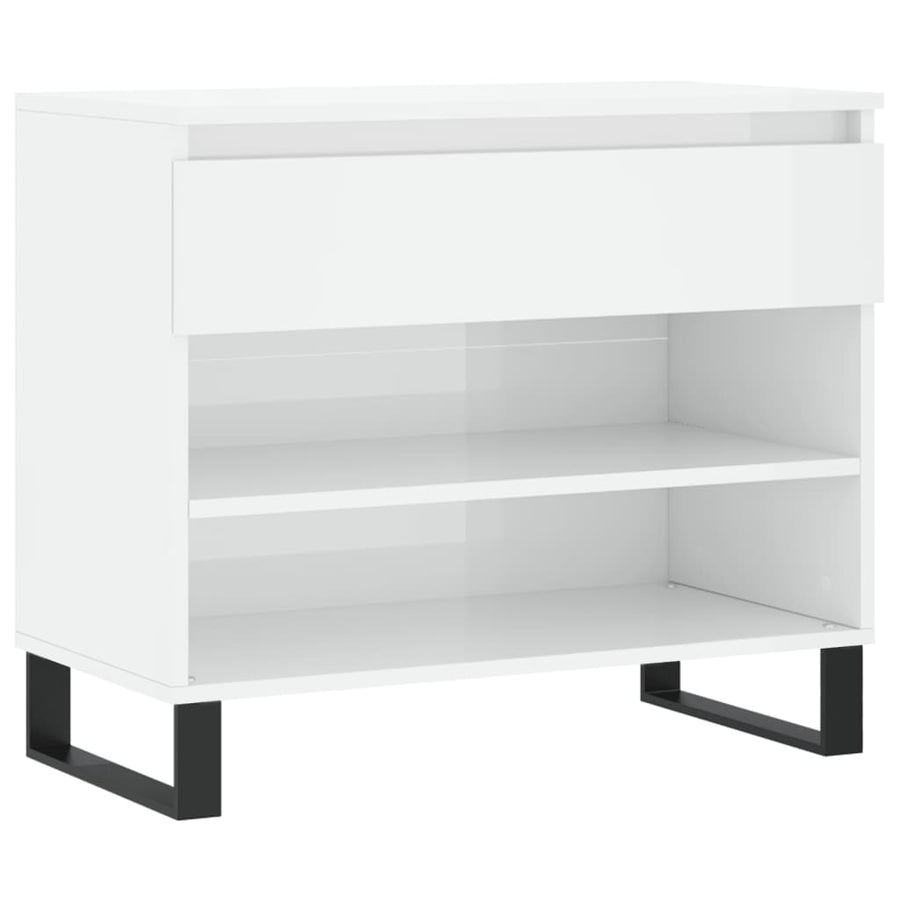 Schoenenkast 70X36X60 Cm Bewerkt Hout Hoogglans Wit