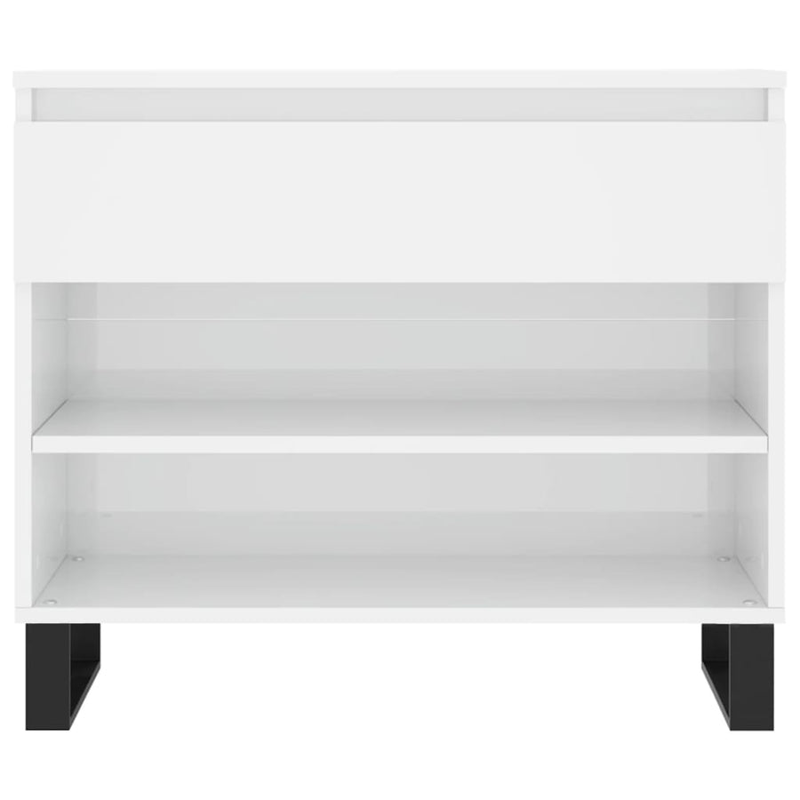 Schoenenkast 70X36X60 Cm Bewerkt Hout Hoogglans Wit