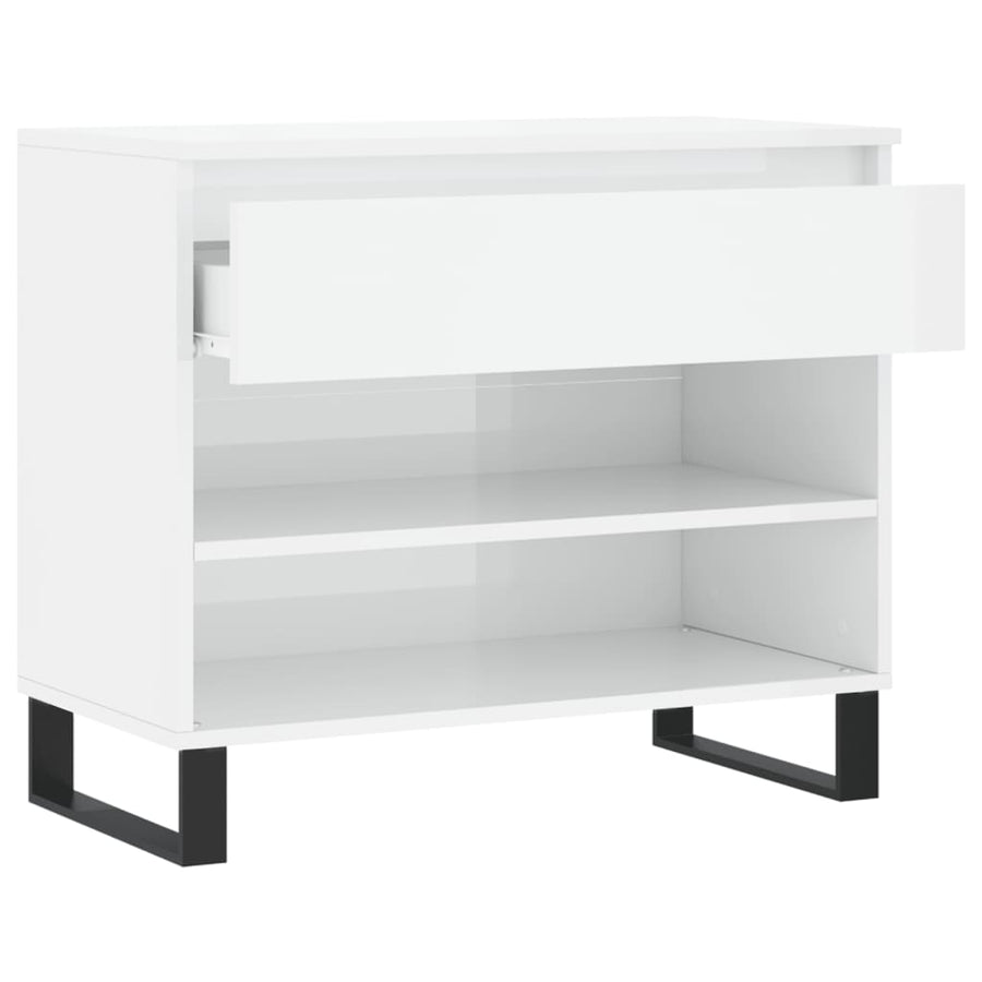 Schoenenkast 70X36X60 Cm Bewerkt Hout Hoogglans Wit