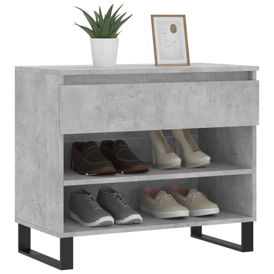 Schoenenkast 70X36X60 Cm Bewerkt Hout Betongrijs