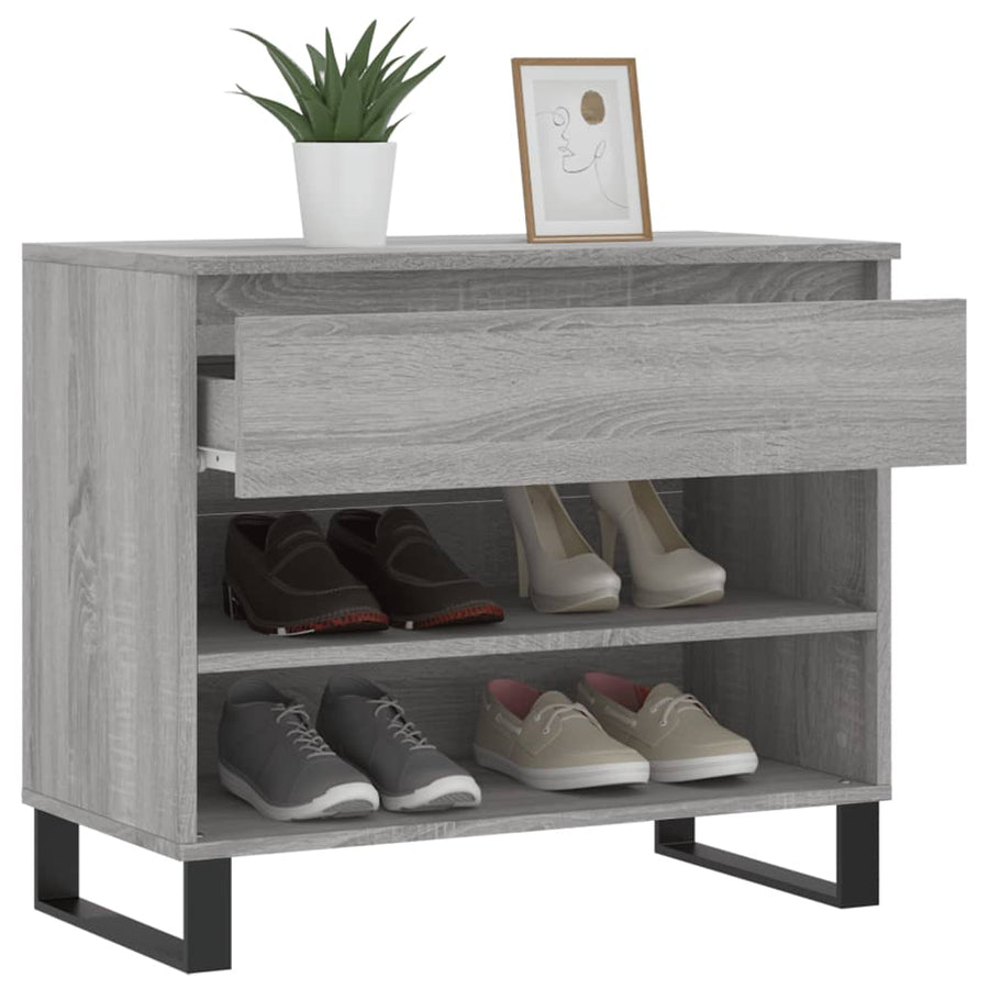 Schoenenkast 70X36X60 Cm Bewerkt Hout Betongrijs