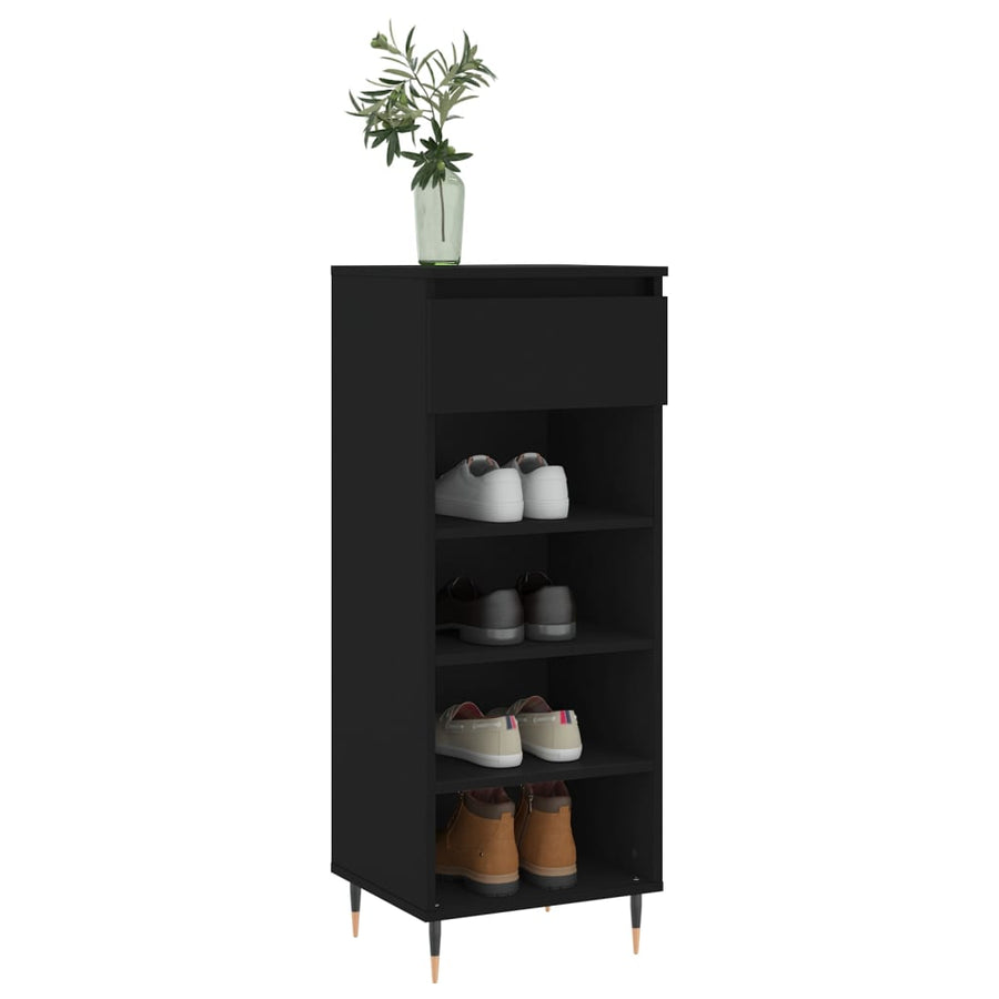 Schoenenkast 40X36X05 Cm Bewerkt Hout Zwart