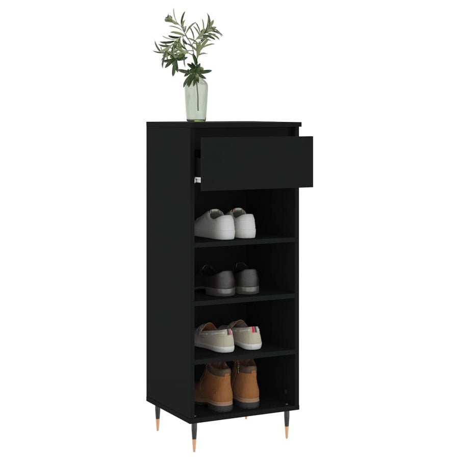 Schoenenkast 40X36X05 Cm Bewerkt Hout Zwart