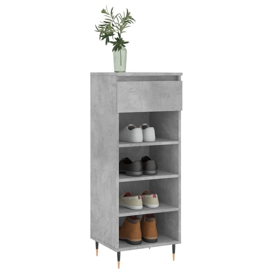 Schoenenkast 40X36X105 Cm Bewerkt Hout Betongrijs