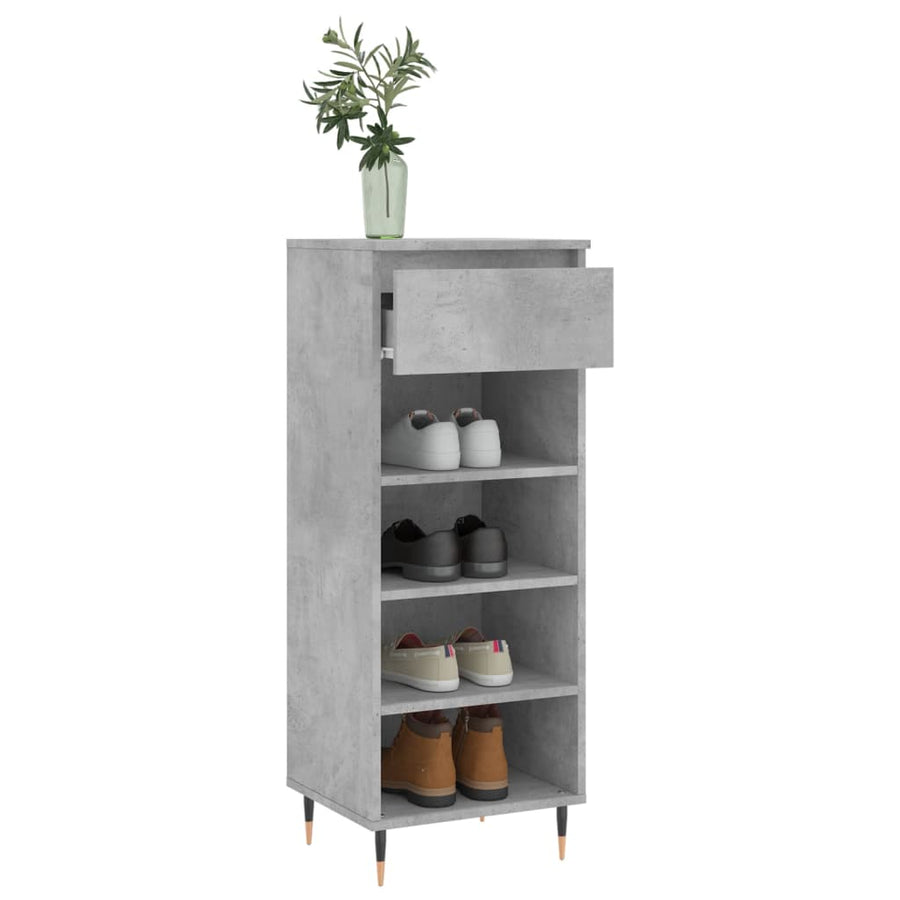 Schoenenkast 40X36X105 Cm Bewerkt Hout Betongrijs
