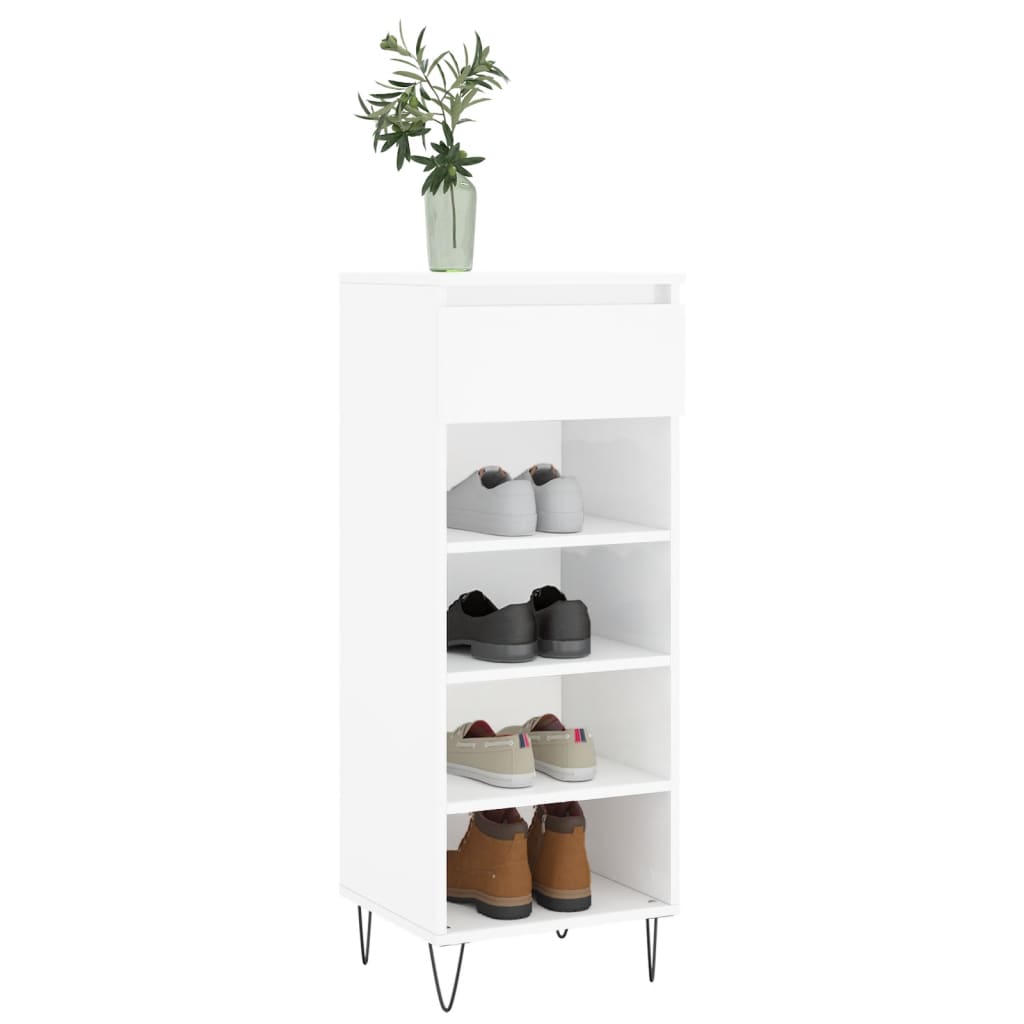 Schoenenkast 40X36X05 Cm Bewerkt Hout Hoogglans wit