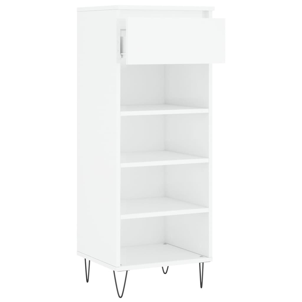 Schoenenkast 40X36X05 Cm Bewerkt Hout Hoogglans wit