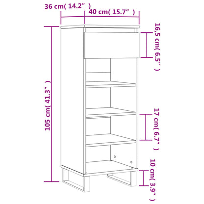 Schoenenkast 40X36X05 Cm Bewerkt Hout Betongrijs