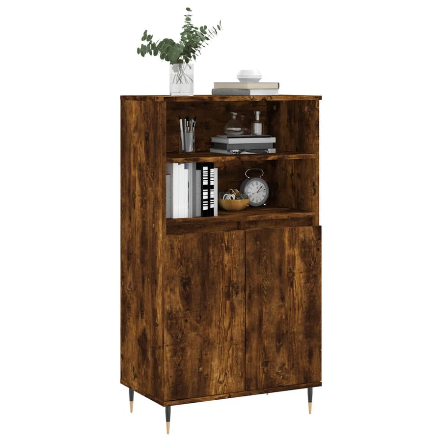 Hoge Kast 60X36X110 Cm Bewerkt Hout Gerookt Eikenkleurig