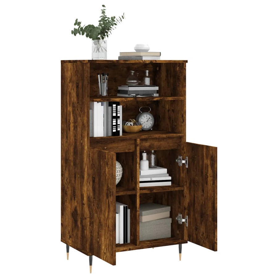Hoge Kast 60X36X110 Cm Bewerkt Hout Gerookt Eikenkleurig