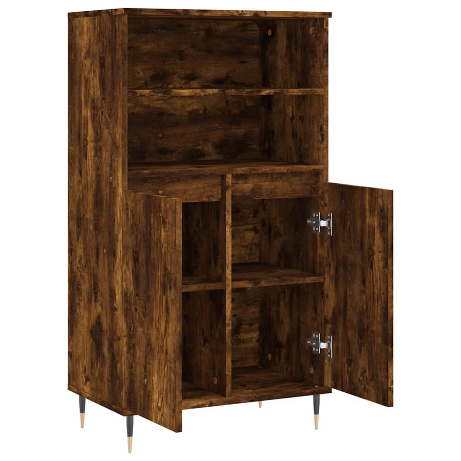 Hoge Kast 60X36X110 Cm Bewerkt Hout Gerookt Eikenkleurig