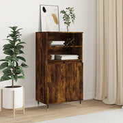 Tall cabinet 60x36x110 cm treated wood smoked oak finish
