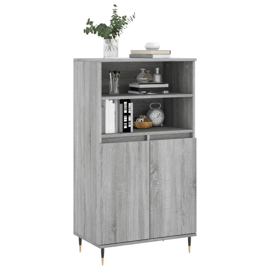 Hoge Kast 60X36X110 Cm Bewerkt Hout Grijs Sonoma Eikenkleurig