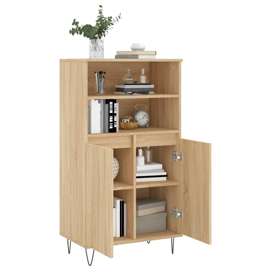 Hoge Kast 60X36X110 Cm Bewerkt Hout Kleurig Sonoma eiken