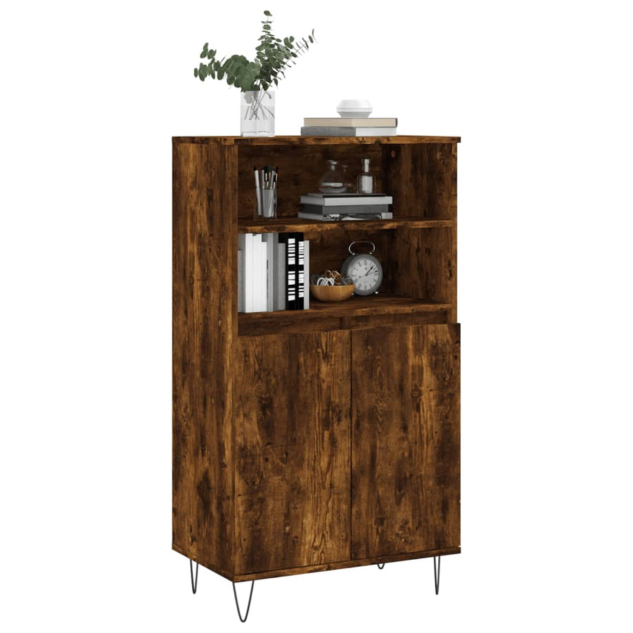 Hoge Kast 60X36X110 Cm Bewerkt Hout Gerookt Eikenkleurig