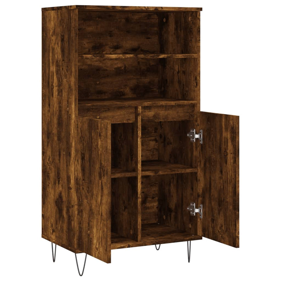 Hoge Kast 60X36X110 Cm Bewerkt Hout Gerookt Eikenkleurig