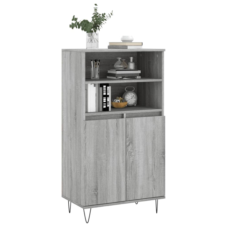 Hoge Kast 60X36X110 Cm Bewerkt Hout Grijs Sonoma Eikenkleurig