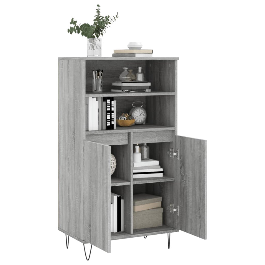 Hoge Kast 60X36X110 Cm Bewerkt Hout Grijs Sonoma Eikenkleurig