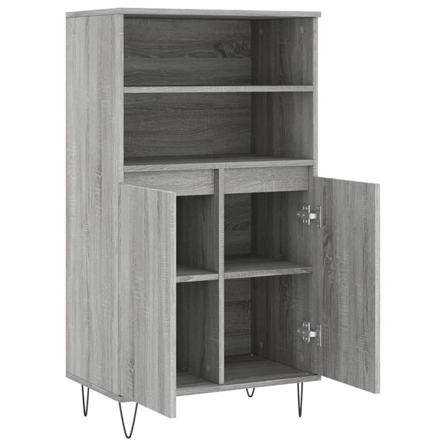 Hoge Kast 60X36X110 Cm Bewerkt Hout Grijs Sonoma Eikenkleurig