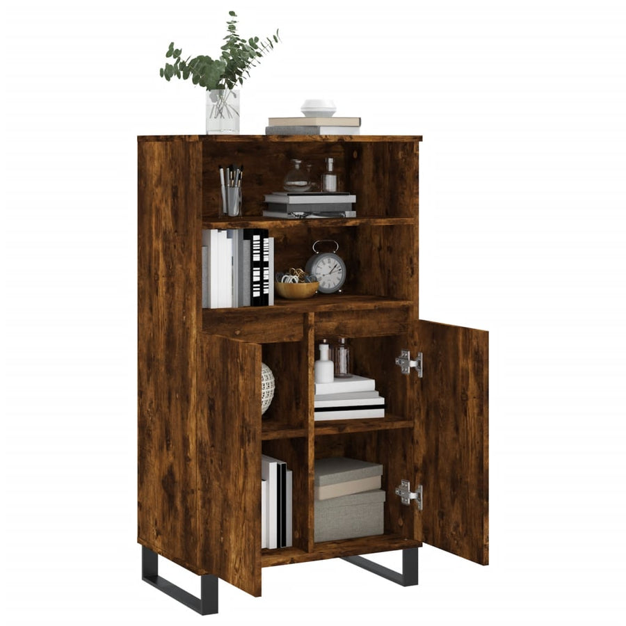 Hoge Kast 60X36X110 Cm Bewerkt Hout Gerookt Eikenkleurig