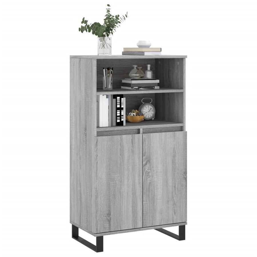 Hoge Kast 60X36X110 Cm Bewerkt Hout Eikenkleurig Grijs sonoma