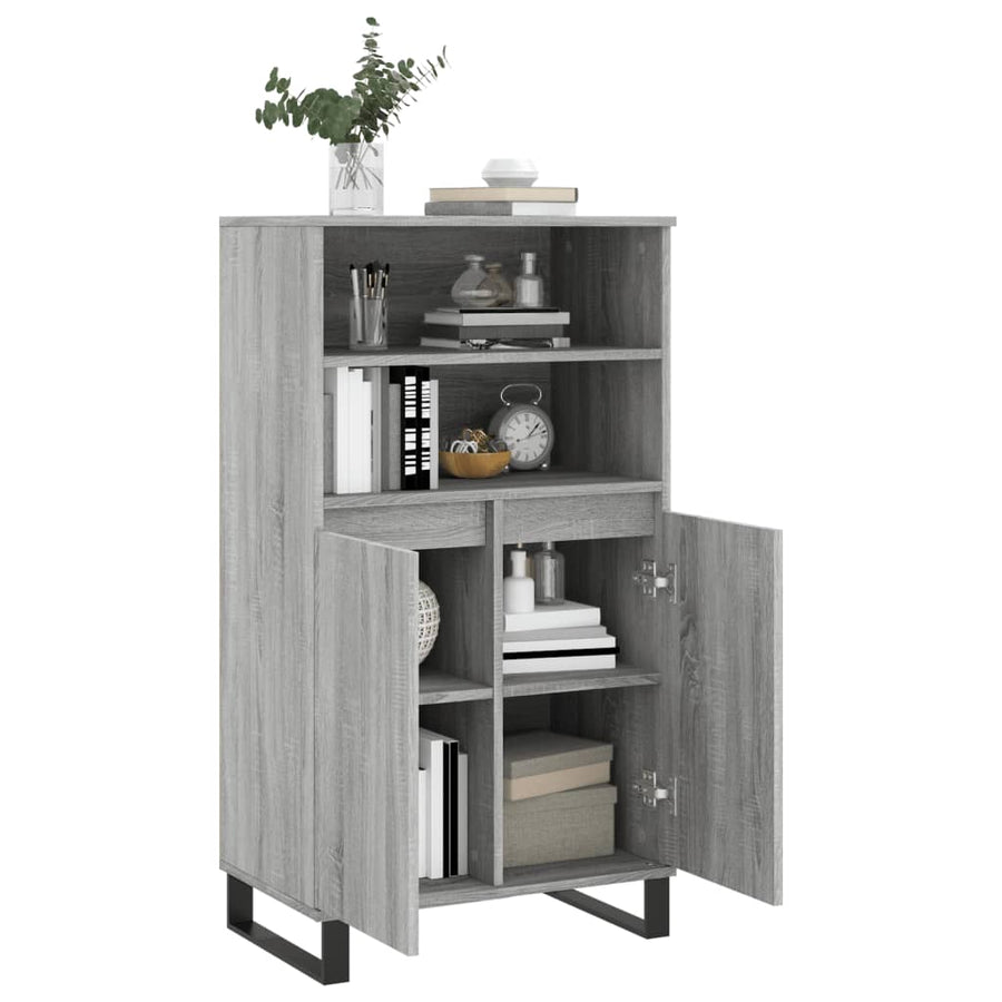 Hoge Kast 60X36X110 Cm Bewerkt Hout Eikenkleurig Grijs sonoma