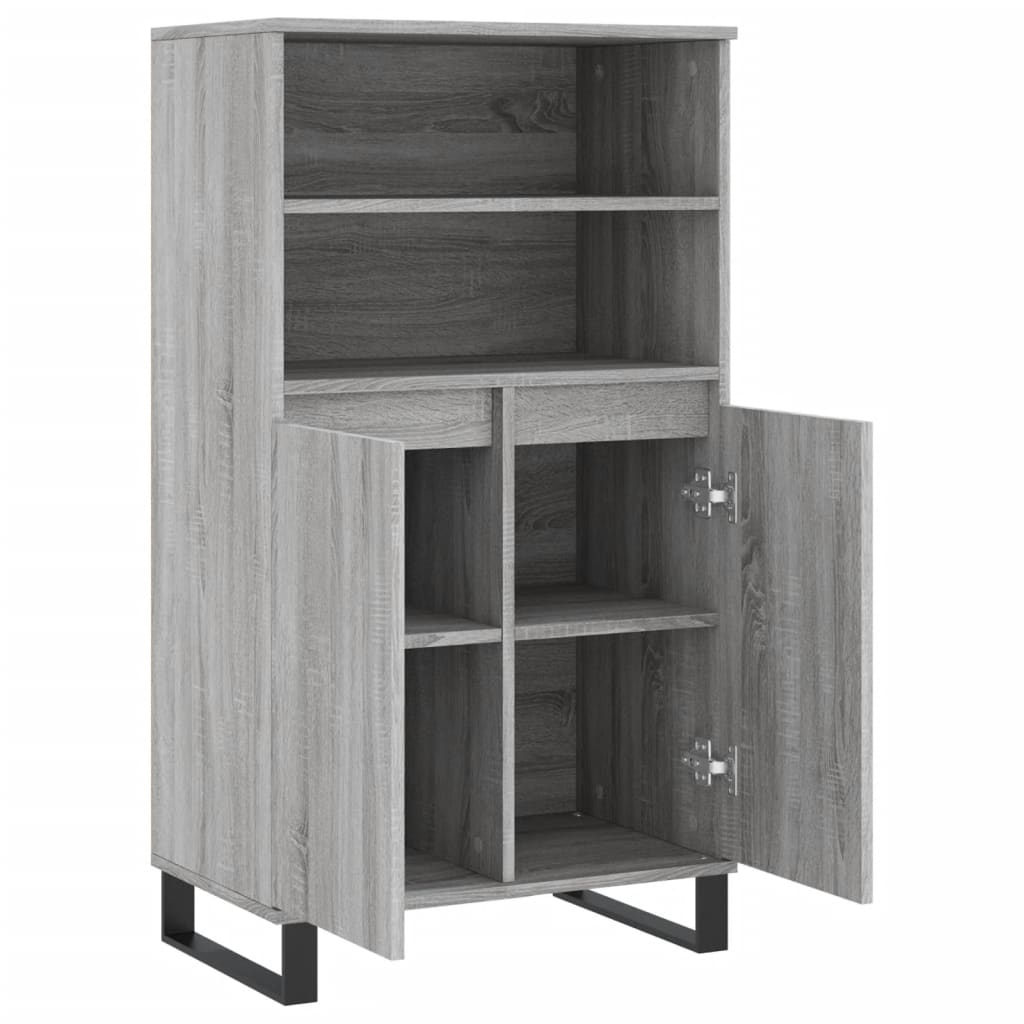 Hoge Kast 60X36X110 Cm Bewerkt Hout Eikenkleurig Grijs sonoma