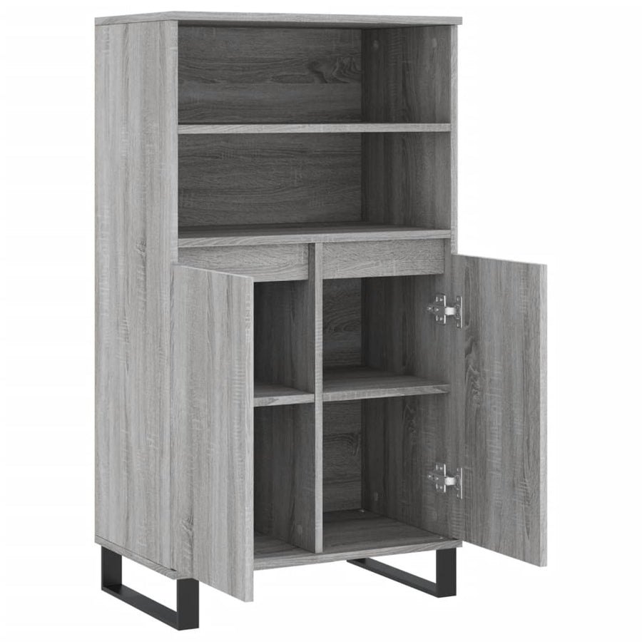 Hoge Kast 60X36X110 Cm Bewerkt Hout Eikenkleurig Grijs sonoma