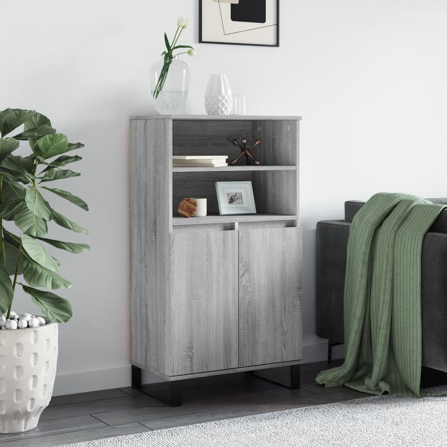 Hoge Kast 60X36X110 Cm Bewerkt Hout Eikenkleurig Grijs sonoma