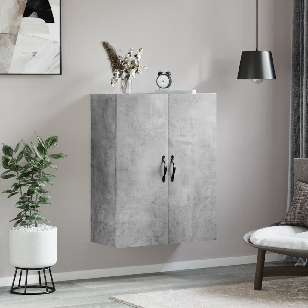 Wandkast 69,5X34X90 Cm Bewerkt Hout Betongrijs