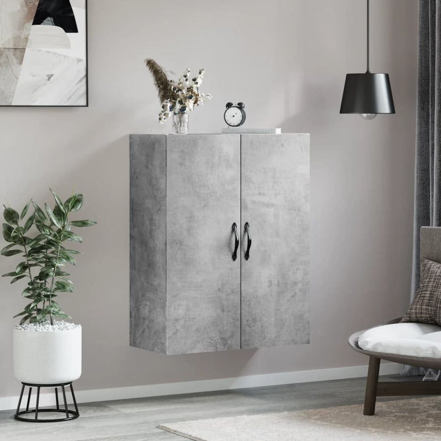 Wandkast 69,5X34X90 Cm Bewerkt Hout Betongrijs