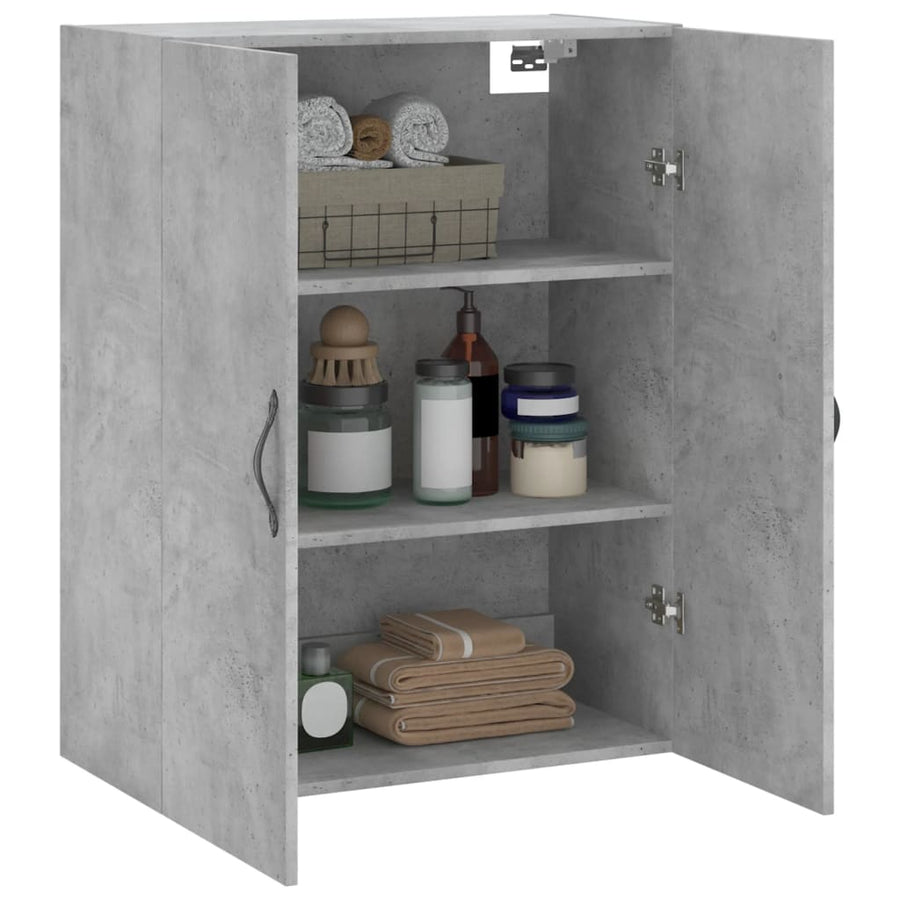 Wandkast 69,5X34X90 Cm Bewerkt Hout Betongrijs