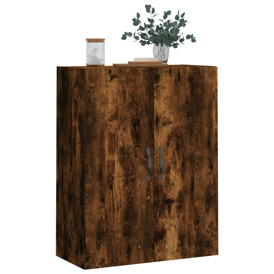 Wandkast 69,5X34X90 Cm Bewerkt Hout Gerookt Eikenkleurig
