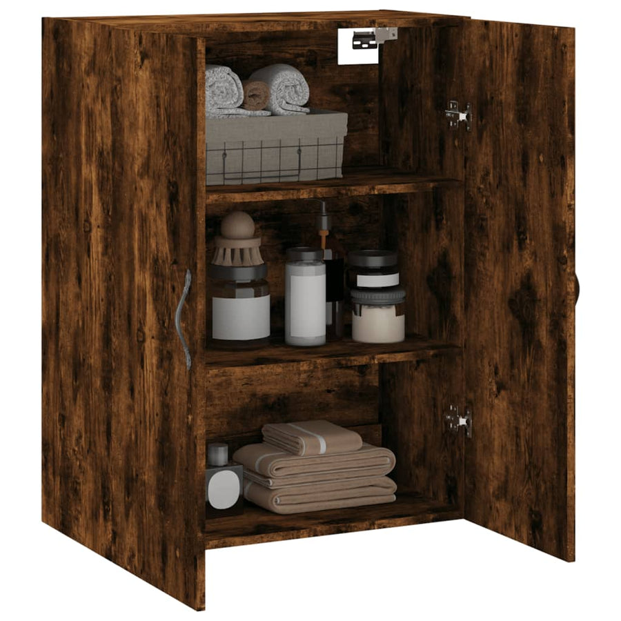 Wandkast 69,5X34X90 Cm Bewerkt Hout Gerookt Eikenkleurig