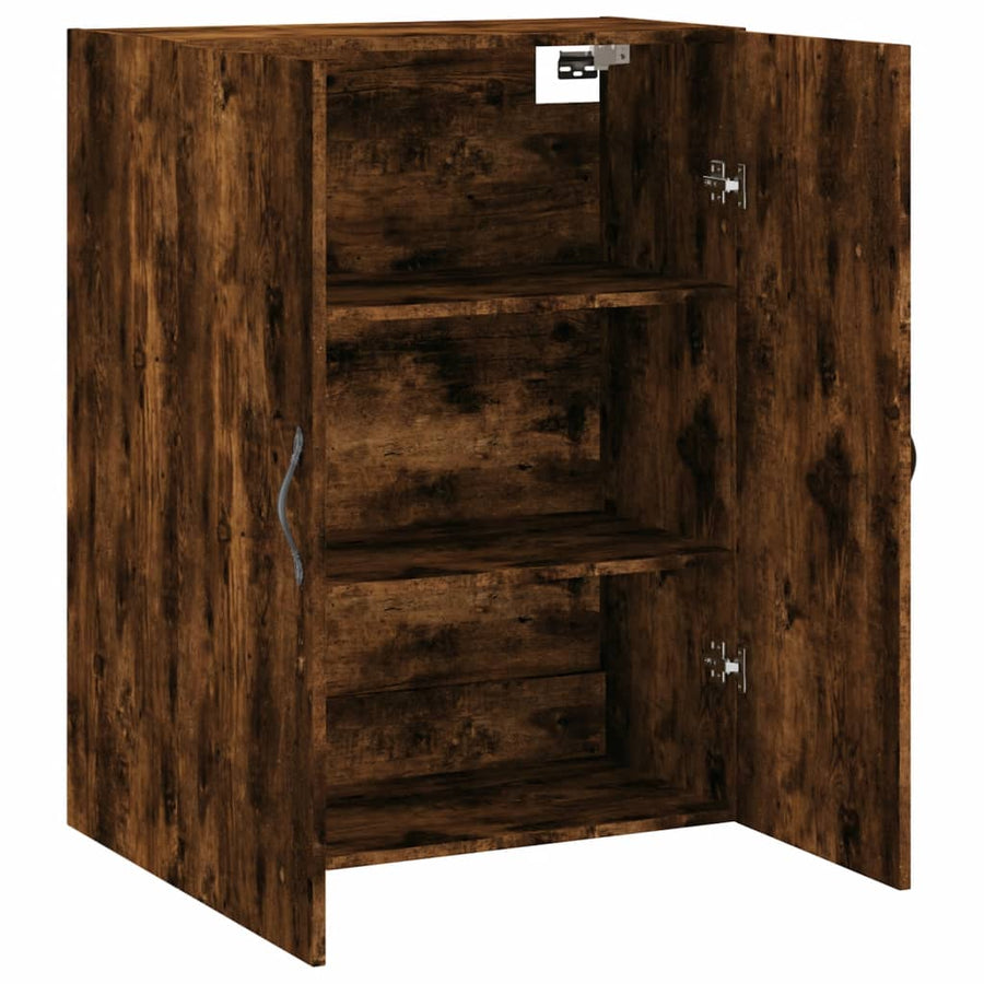 Wandkast 69,5X34X90 Cm Bewerkt Hout Gerookt Eikenkleurig