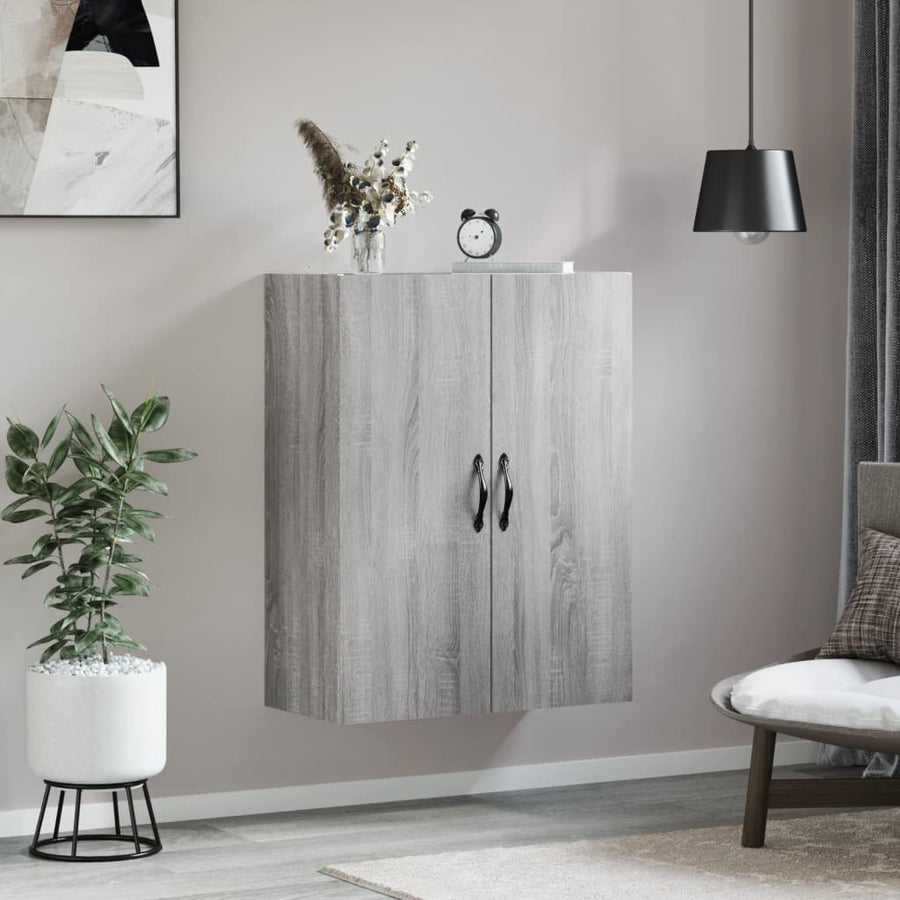 Wandkast 69,5X34X90 Cm Bewerkt Hout Grijs Sonoma Eikenkleurig