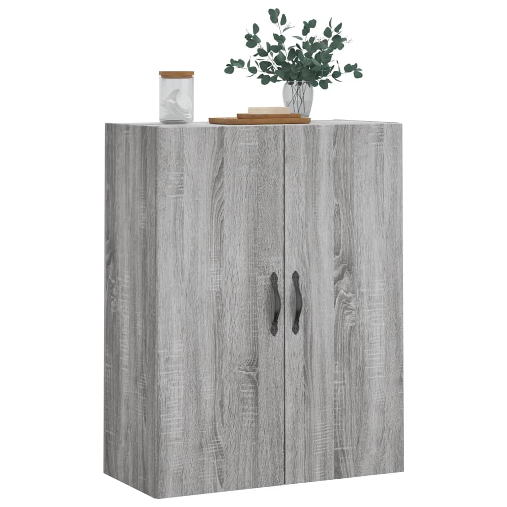Wandkast 69,5X34X90 Cm Bewerkt Hout Grijs Sonoma Eikenkleurig