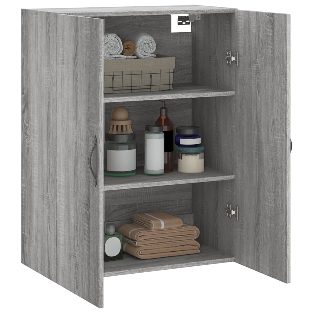 Wandkast 69,5X34X90 Cm Bewerkt Hout Grijs Sonoma Eikenkleurig