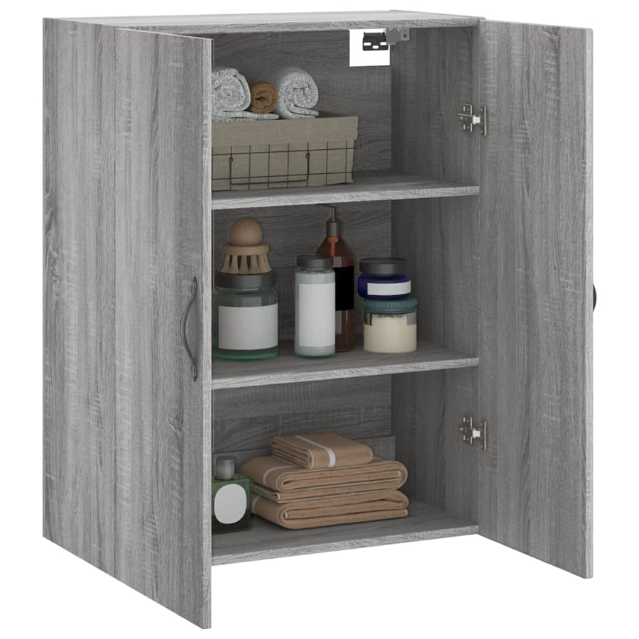 Wandkast 69,5X34X90 Cm Bewerkt Hout Grijs Sonoma Eikenkleurig