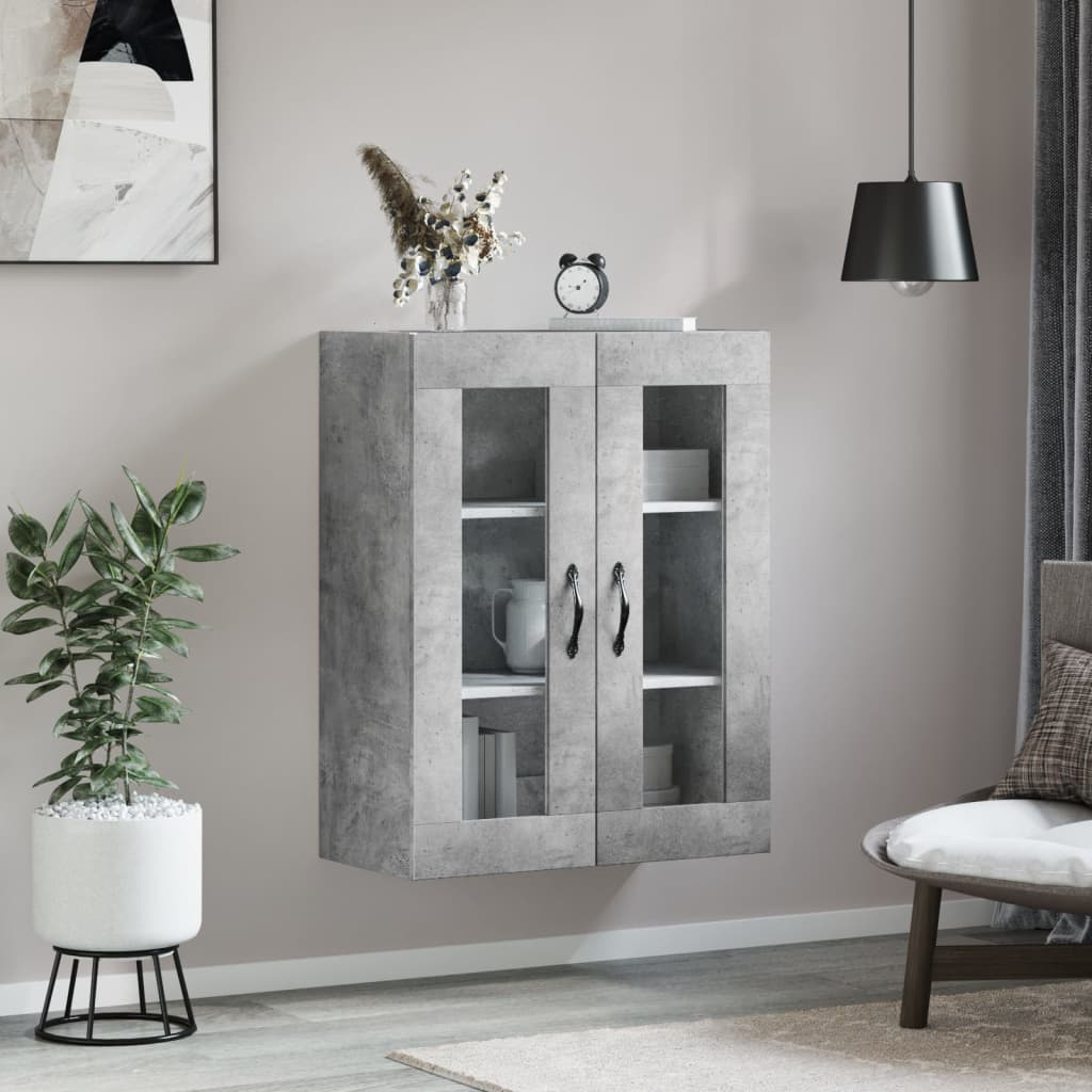 Wandkast 69,5X34X90 Cm Bewerkt Hout Betongrijs